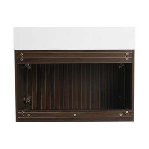 English Elm 30 Resin Sink Vanity with Soft-Close Doors, Floating Mount Design, Durable Scratch & Water-Resistant Finish Silver-Brown Stripe W999P228754