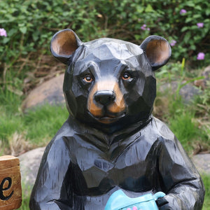English Elm Outdoor Bear Planter Sculpture Hand Painted Resin Yard Statue for Garden Pathways W5398P455472