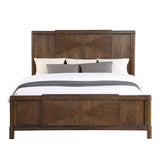 Milan 4-Piece King Bedroom Set in Dark Brown Finish - Wood Solids & Veneers, Modern Style, Metal Glides - Also in Queen Size, Walnut Finish - Antique Bronze Hardware - Dimensions: [measurements]