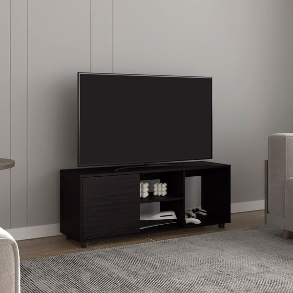 English Elm Adel 51" TV Stand for Up to 60" TVs — Black MDF Media Console with 4 Shelves, Cabinet & Cable Management B200P286983