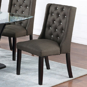 English Elm Set of 2 Polyfiber Upholstered Dining Chairs with Tufted Cushioned Back and Solid Wood Frame, Durable Comfort Espresso B016P226022