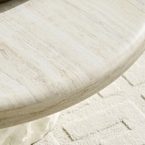 English Elm 35.04''fiberglass Round Coffee Table Faux Marble Finish Low Profile Modern Living Room W2582S00200