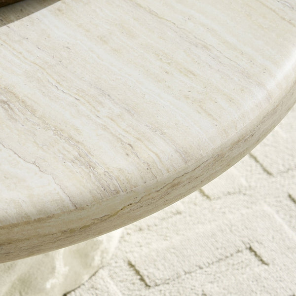 English Elm 35.04''fiberglass Round Coffee Table Faux Marble Finish Low Profile Modern Living Room W2582S00200