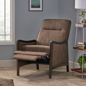 English Elm Christopher Knight Home® - Fabric Recliner Chair Mid-Century Push-Back Upholstered Armchair with Thick Cushion and Birch Frame Brown 70449.00BRN