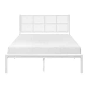 English Elm 1pc Eastern King Platform Bed White Metal Faux Cane Headboard Coastal Bedroom B011P214038