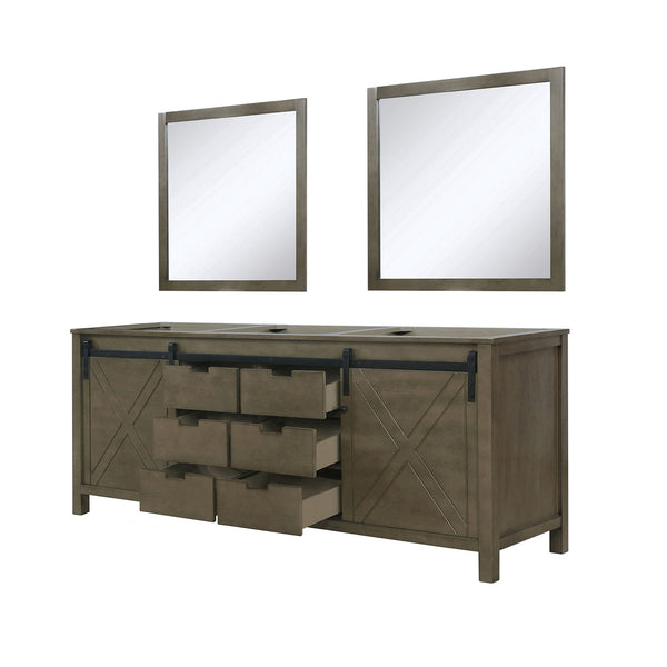 English Elm Rustic Double Bath Vanity 84" W x 22" D with Two Sinks, Mirror Set & Ample Storage, Fully Assembled B2731S00579