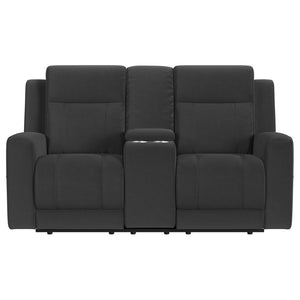 English Elm Slater Manual Reclining Loveseat with Center Console and Suede Leatherette Upholstery Charcoal B062P440400