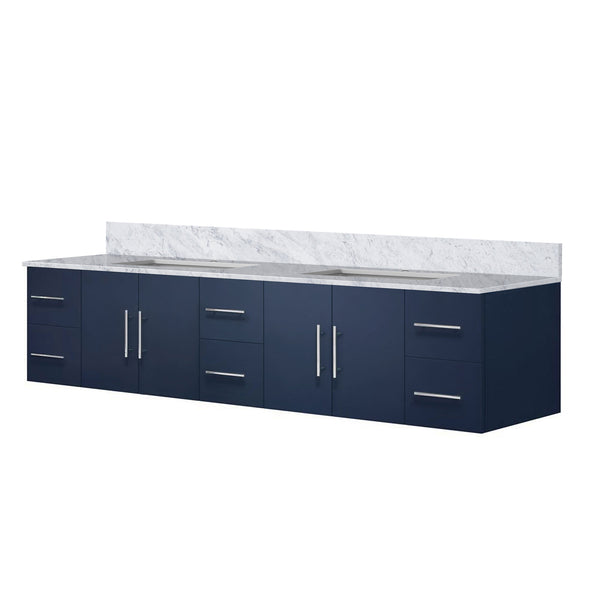 English Elm Navy Double Bath Vanity 84" W x 22" D with Carrara Marble Top, Solid Wood, Soft-Close Drawers, Ample Storage B2731P258545