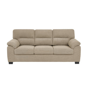 English Elm 3-seater Track Arm Sofa Tufted Textured Fabric Couch for Modern Living Rooms Camel W5568S00011