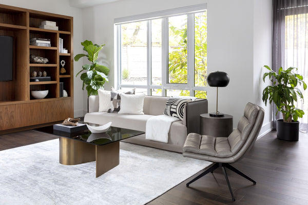 Sunpan Bernaby End Table - Elegant Round Design with Hand-Painted Finish, Perfect for Contemporary Spaces Gunmetal
