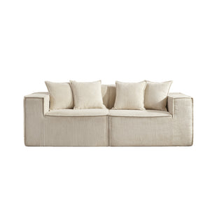 English Elm 78.74" Modular Sectional Sofa with Corduroy Upholstery, High-Density Foam Comfort, Modern Compact Couch W1036S00061