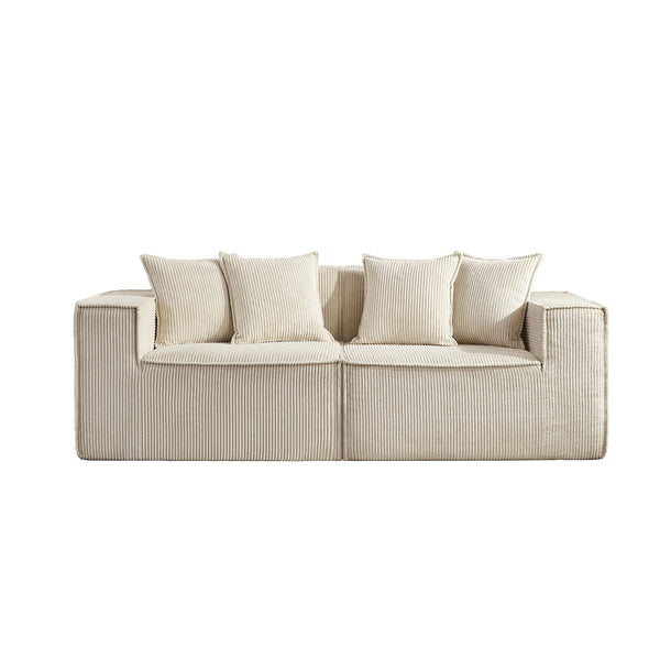 English Elm 78.74" Modular Sectional Sofa with Corduroy Upholstery, High-Density Foam Comfort, Modern Compact Couch W1036S00061