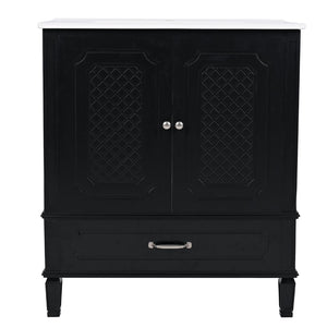 English Elm 30" Freestanding Bathroom Vanity Solid Wood Vintage Farmhouse Style Soft Close Storage N759P218644B