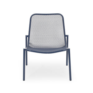 English Elm Kincaid Outdoor Iron Mesh Conversation Set Rust Resistant Patio Chairs with Side Table Navy Blue N775P392159N