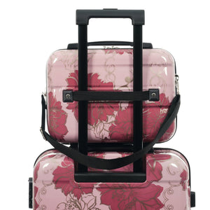 English Elm 6 Piece Hardshell Abs Travel Set with Spinner Wheels Combination Lock and Toiletry Bag Purple Pink Flower N732P391160E