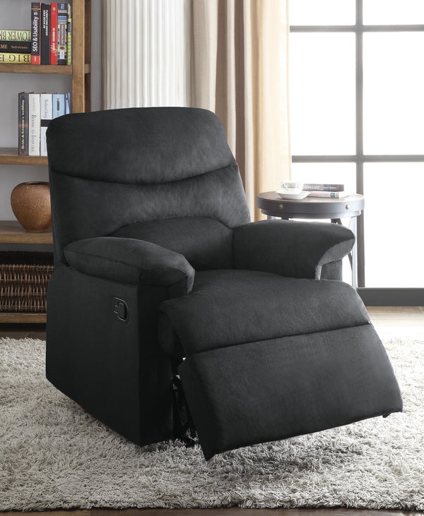 English Elm Arcadia Plush Microfiber Motion Recliner with Pillow-Top Arms, Smooth Latch Mechanism for Relaxation Black 33 L x 31 W x 28 H B2726P256700