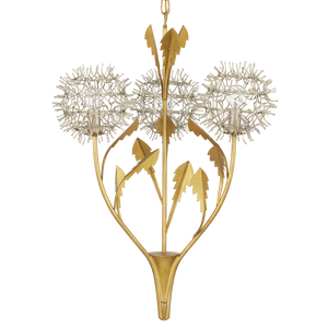 Dandelion Silver & Gold Pendant - Handcrafted Wrought Iron Floral Light Fixture with Unique Design
