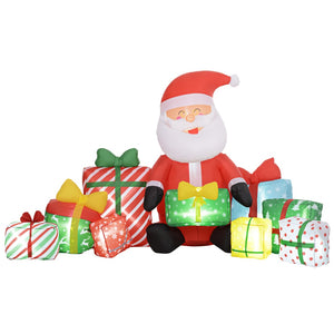 English Elm Outsunny 4.4' Inflatable Santa Claus With Colorful Gift Boxes & Led Lights For Festive Outdoor Display W2225P249956-GIGA