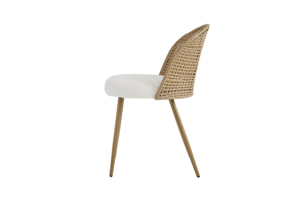 English Elm Wicker Rattan Dining Chair Set of Two with Foam Cushion Bohemian Kitchen Seating W3590P453805
