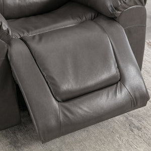 English Elm 2 Seater Home Theater Recliner with Cup Holders and Hidden Storage Box, PU Upholstery, Manual Recline Comfort Grey WF323619AAE