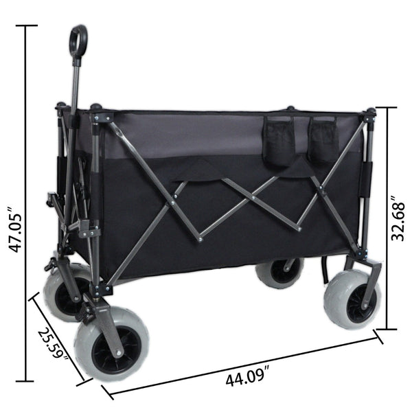 English Elm 9" Balloon Wheel Folding Wagon Heavy Duty 480lb All Terrain Oxford Fabric Cart W2932P317113