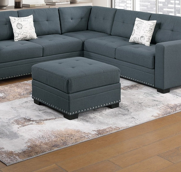 English Elm Casual Tufted Sectional Sofa Set with USB One-Arm Loveseat, Nailhead Trim, Pillows & Ottoman - Sleek Comfort and Versatile Configuration Dark Gray 59 L x 40 W x 27 H B011S01783