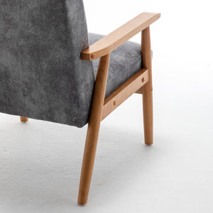 English Elm 25.38'' 25.38" Wide Classic Mid-Century Modern Arm Chair with Solid Wood Arms, Plush Foam & Microfiber Finish Grey B2735P271018