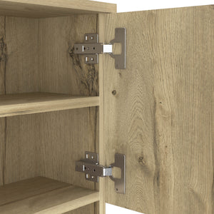 English Elm Bay Pantry Two-Door Cabinet with Drawer, Adjustable Metal Legs, Spacious Countertop & Hutch Beige 38 L x 18 W x 8 H B128P148868