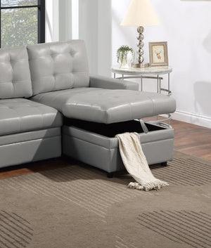 English Elm Light Gray Convertible Sectional Sofa with Pull-Out Bed, Reversible Storage Chaise, Tufted 2PC Set B011S01025