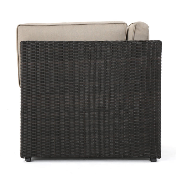 English Elm Christopher Knight Home® - SANTA SANTA CRUZ Corner & Table Set — PE Rattan Patio Sofa with Water-Resistant Cushions, No Assembly Required Dark Brown 52977.00SETIRN