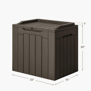 English Elm 30 Gallon Resin Outdoor Storage Deck Box with Lockable Lid and Seating for Patio Brown W2181P484990
