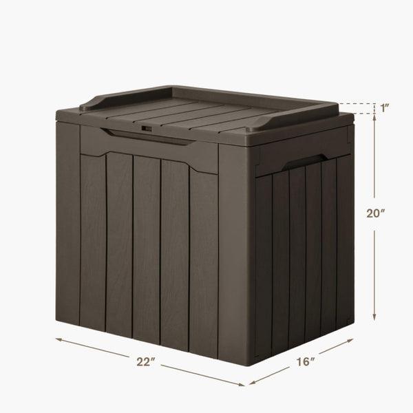 English Elm 30 Gallon Resin Outdoor Storage Deck Box with Lockable Lid and Seating for Patio Brown W2181P484990