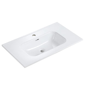 English Elm BB09-30-311, Glossy White Ceramic Integrated Basin with Rounded Edges, Easy-Clean Stain-Resistant Finish W1865P242293