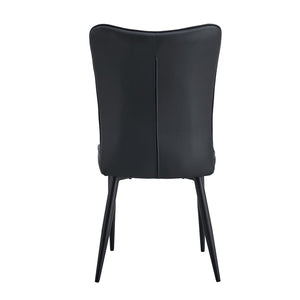 English Elm Expandable Dining Set Seats Eight with Black Pu Chairs and Wood Grain Extendable Table W1151S04704