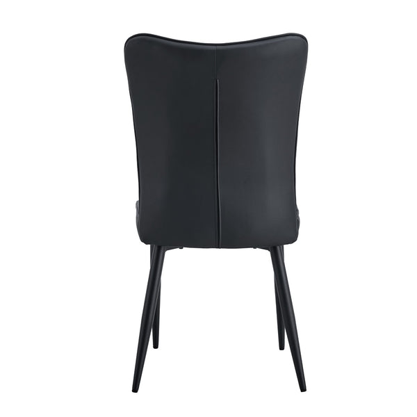English Elm Expandable Dining Set Seats Eight with Black Pu Chairs and Wood Grain Extendable Table W1151S04704