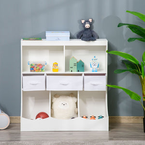 English Elm HOMCOM Kids Storage Bookcase Organizer with 8 Compartments & 3 Drawers, Stable MDF Shelf for Toys W2225P200500