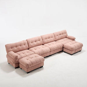 English Elm U Shaped Modular Cloud Sectional with Plush Flannelette Upholstery Deep Seat Living Room Sofa Pink W2120S00052