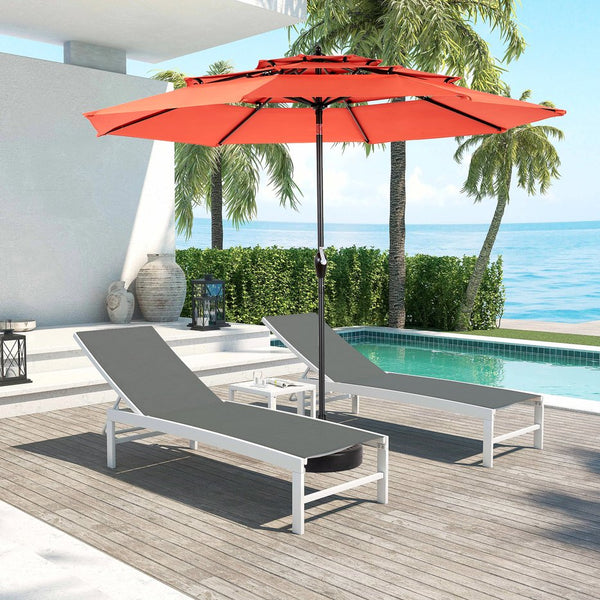 English Elm Aluminium 10ft 3-Tier Auto-Tilt Patio Umbrella with Crank, Ventilated 8-Rib Aluminum Frame Sunshade Orange W640P234556