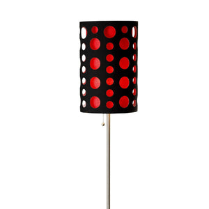 English Elm 66" Tall Metal Floor Lamp – Retro Black & Red Two-Layer Shade, Stylish Pull-Chain For Modern Living Spaces B072116050