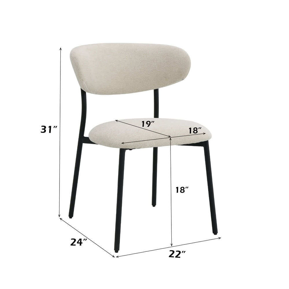 English Elm Jirina Beige Chenille Side Chair Set of 2 — Padded Back & Seat, Folding Arm, Metal Legs, 220lb Capacity B2726P400284