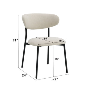 English Elm Jirina Beige Chenille Side Chair Set of 2 — Padded Back & Seat, Folding Arm, Metal Legs, 220lb Capacity B2726P400284