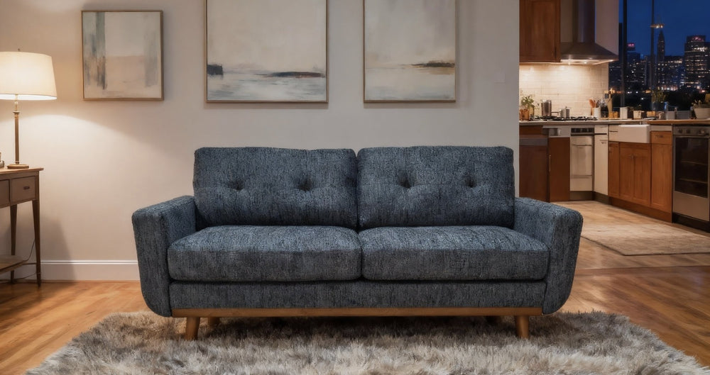 English Elm 67.7" Tufted Polyester Loveseat with Tapered Wood Legs for Mid-century Living Rooms B355P430080