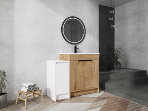 English Elm 42 Inch Freestanding Bathroom Vanity With Ceramic Sink, Soft-Close Doors & Ample Storage Solutions W999S00309