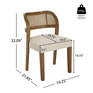 English Elm Hand-woven Rattan Back Dining Chairs Rubberwood Frame Upholstered Armchair Set of 2 Beige,Walnut N768P381887W