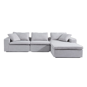 English Elm Cloud Couch Modular 4 Seater Sofa with Washable Linen and Pocket Spring Cushions White W1765S00140