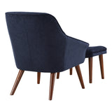 OSP Home Furnishings Waneta Chair and Ottoman Midnight Blue