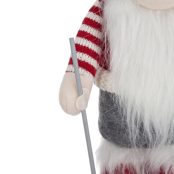 English Elm 2pcs Festive Gnome Figurines with Fluffy Beards and Striped Legs for Tabletop, Mantel, Holiday Charm Multicolor W2078P242127