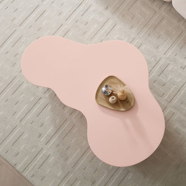 English Elm 50 Inch Sculptural Fiberglass Coffee Table Ready to Use Focal Point for Modern Living Rooms Pink W876P452392