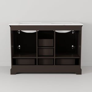 English Elm Espresso Double Bath Vanity 48" W x 22" D with Cultured Marble Top, Faucet Set, Soft-Close Storage B2731P258342