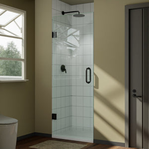 English Elm 28" Frameless Pivot Shower Door Tempered Glass Matte Black Hinged Spa Bath W637P348845